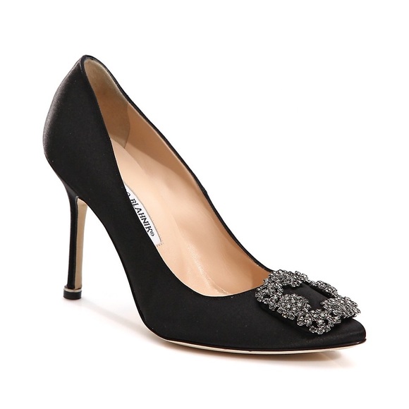 Manolo Blahnik Hangisi 105MM Embellished Satin Pumps - Picture 1 of 12